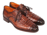 Paul Parkman Chaussures derby en cuir de veau gaufré crocodile marron clair