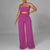 Sleeveless Strapless Pleated Crop Top + Loose Wide Leg Pants