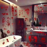 Halloween Window Stickers Horror Blood Handprint Footprint Fingerprint Window Electrostatic Sticker Halloween Decorations