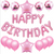 Happy Birthday Letter Balloons Rose Gold Silver Foil Alphabet Star Hea