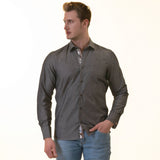 Gray inside Tropical Printed Mens Slim Fit Designer Dress Shirt -