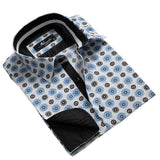 Black and Blue Circles Mens Slim Fit French Cuff Dress Shirts with