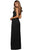 Black Asymmetric One Shoulder Floor Length Party Slit Dress