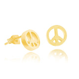 Classic Small Round Peace Sign Earrings Baby Girls