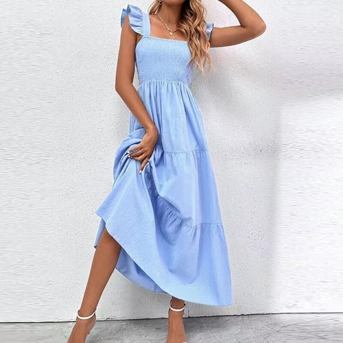 Elegant Solid Color Flying Sleeve Party Dress