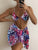 Underwire Sling Bikini+Skirt Cover Up Set Sexy Print Three Piece