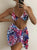Underwire Sling Bikini+Skirt Cover Up Set Sexy Print Three Piece