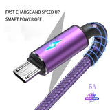 Micro USB Cable 5A LED Fast Charging Micro Data Cord