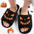 Halloween Pumpkin Fuzzy Slippers Soft Plush Cozy Open Toe Women Slides