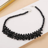 Handmade Beaded Black Crystal Chokers Necklaces