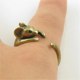 CHENGXUN Vintage Brass Knuckle Ring Adjustable Mouse Animal Wrap Weeding Ring