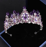 Ensembles de bijoux de mariée en cristal violet noble Colliers Boucles d'oreilles Couronne