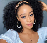 Afro Kinky Curly Bandeau Perruque Glueless Perruques de cheveux humains pour les femmes noires
