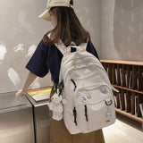 Fashion Big Student Backpack NEW Badge Rucksack Girls School Bag