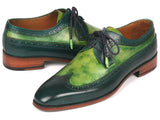 Paul Parkman, Chaussures derby à bouts d'ailes bicolores pour hommes, vertes (ID#6931GRN)
