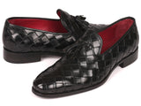 Paul Parkman Men's Big Braided Tassel Loafers Black (ID#6623-BLK)
