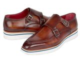 Paul Parkman Chaussures à Monkstrap Décontractées pour Homme en Cuir Marron