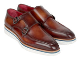 Paul Parkman Chaussures à Monkstrap Décontractées pour Homme en Cuir Marron