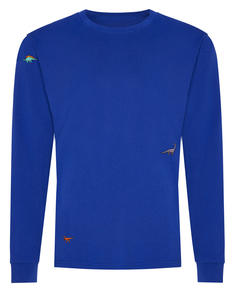 Dino Embroidered Long Sleeved T-Shirt Electric Blue