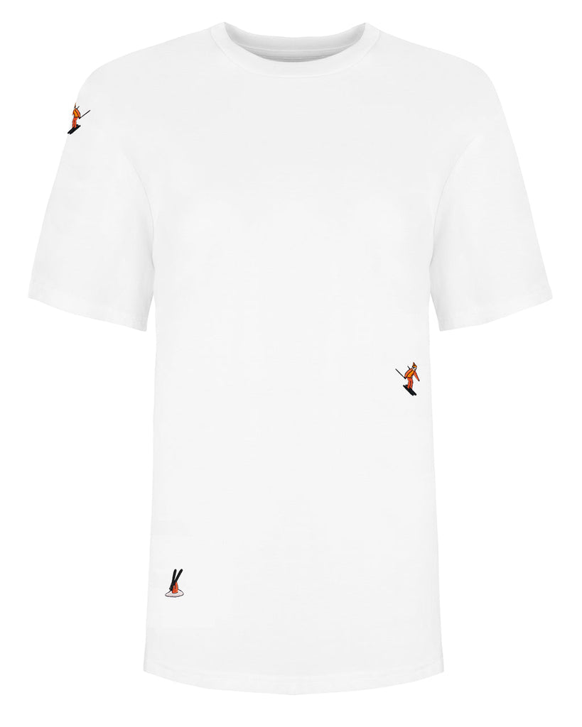 Skiers Embroidered T-Shirt White