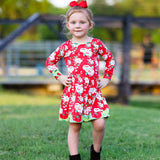 Girls Boutique Christmas Floral Long Sleeve Cotton Party