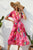 Summer Floral Print Pleated Short Sleeve Dress