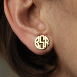 Personalized Round Monogram Stud Earrings For