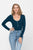 Long Sleeve Sexy Scoop Neck Tank Top Button Down Ribbed Bodysuits