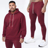 New Streetwear Casual Men's Suits Cotton Solid Color Men's Pullover Hooded Jacket Slim Men's Trousers
