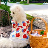 Princess Style Dog Dresses Pet Floral Skirt Cotton Suspender Pet Clothing