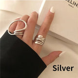 2pcs/set Women Rings Exaggerated Lines Rings