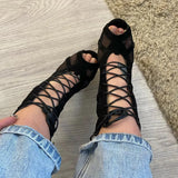 Mesh Cutout High Heel Sandals Summer Women