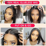 Glueless Bob Hair Wig Human Hair Ready To Wear Straight HD Transprent 36 Inch 4x4 Lace Closure Wigs