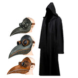 Halloween Cloak Plague Doctor Mask Cosplay Costume Sorcerer Long Shirt Hooded Black Robe Adult and Child Holiday Costume Set