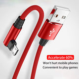 USB Micro Cable 3A 90 Degree Elbow Data Cable