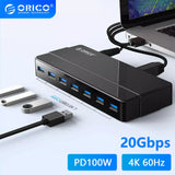 ORICO 7 4 Port USB 3.0 HUB with 12V Power Adapter USB Splitter OTG Adapter