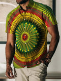 Men's Shirts Rainbow Printing Short Sleeve Male Clothing Lapel Button Casual Shirts