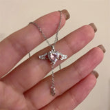 Angel Wings Heart Pendant Necklaces
