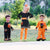 Girls' Halloween Orange Pumpkin Polka Dot Dress & Leggings