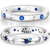 2023 925 Sterling Silver Ring Original Design Blue Zircon Star Moon Finger Rings