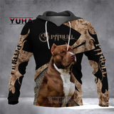 Pitbull animal dog men's hoodie 3D Gulf print