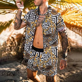 Summer Men's Hawaiian Suit Short Sleeve Printed Button Shirt
