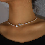 Fashion Rhinestone Heart Collar Choker Necklace