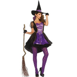 Costume de sorcière d'Halloween violet sexy, costume de démon du festival des fantômes d'anime