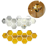 Autocollants muraux miroir 3D, 12 pièces, forme hexagonale, autocollant mural amovible en acrylique