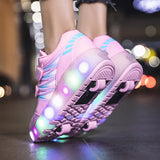 Roller Skates 2 Wheels Shoes Glowing Lighted Led Children Boys Girls Kids