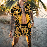 Summer Men's Hawaiian Suit Short Sleeve Printed Button Shirt
