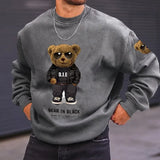 2023 New Men's 3D Printing Funny Bear Casual Round Neck Sweater Street Style Business Style