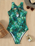 Hollow Out Print Bathing Suits