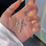 Fashion Sparkling Crystal Zircon Cross Pendant Necklace